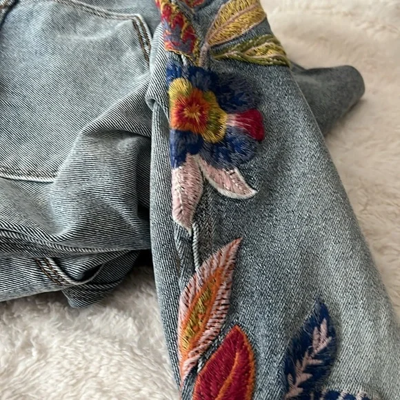Driftwood Brady Floral Embroidered Denim Overalls Large New With Tags - Picture 5 of 5